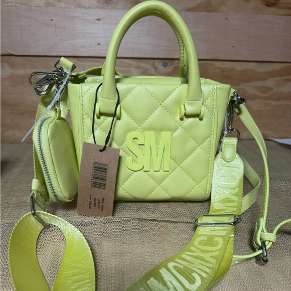 Steve Madden Handbags - Steve Madden Crossbody Long Strap Tote Handbag. Lemon Green Zippered Pouch New